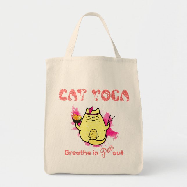 Funny Cat Yoga Tygkasse (Framsidan)