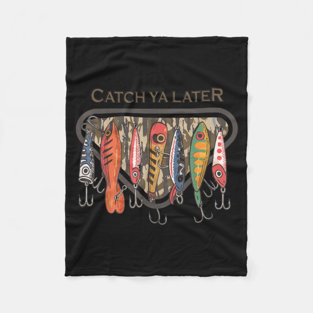 Funny Catch Ya Later Camo Fishing Lure Angler Fish Fleecefilt (Framsidan)