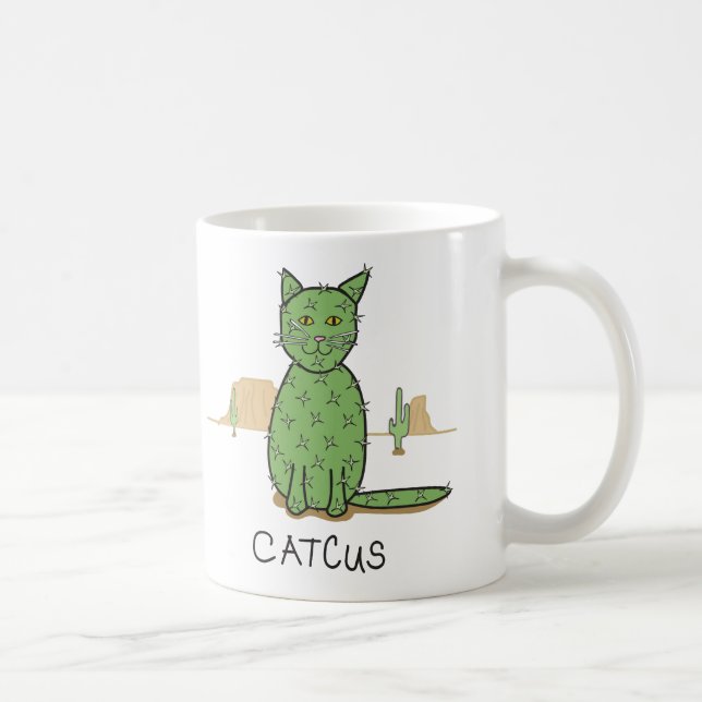 Funny "Catcus" Cactus Teckning Kaffemugg (Höger)