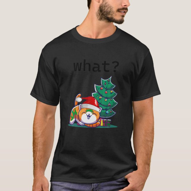 Funny Cats Älskare Shirt Cat Julgran Ljus T (Framsida)