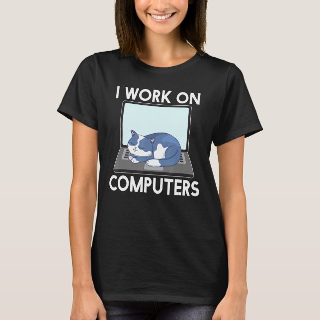 Funny Cats and Computers Halloween Kattunge för pe T Shirt (Framsida)