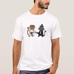 Funny Cats Bride and Groom bröllop Art T Shirt
