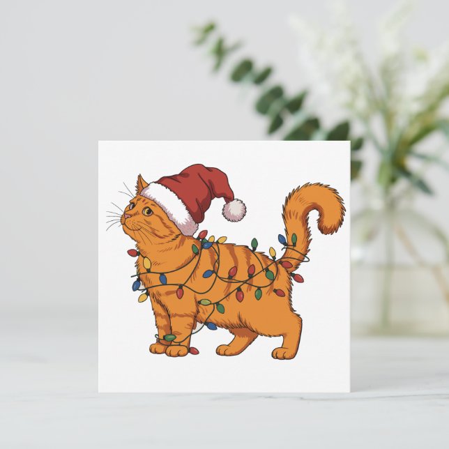 Funny Cats Christmas Orange Cat Mom Pet Lover Xmas Julkort (Stående Fram)