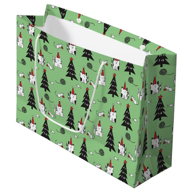 Funny Cats Christmas pattern green (Framsidan Vinklad)