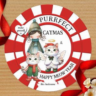 Funny Cats Crazy Cat Dam Cute Jul Runt Klistermärke