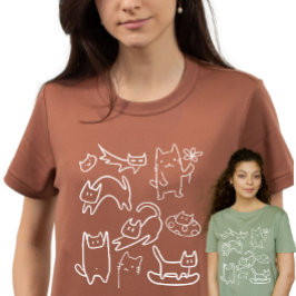 Funny Cats Doodles T Shirt