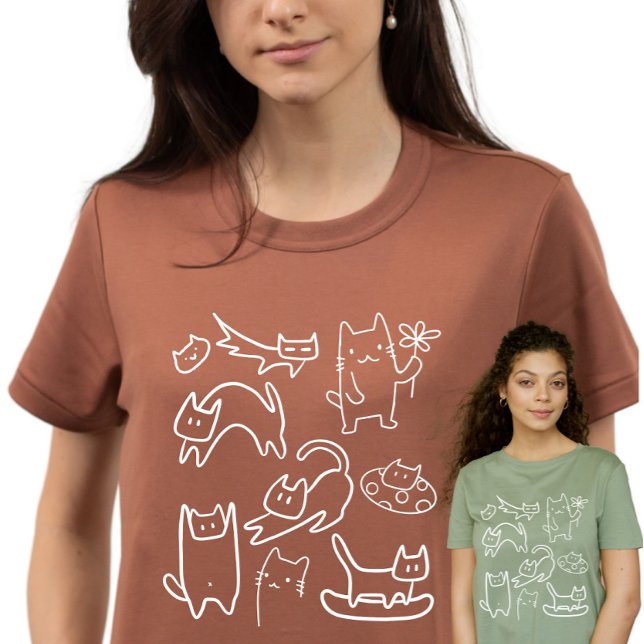 Funny Cats Doodles  T Shirt (Skapare uppladdad)