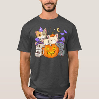 Funny Cats Halloween Anime Cat Kawaii Neko Pumpkin T Shirt
