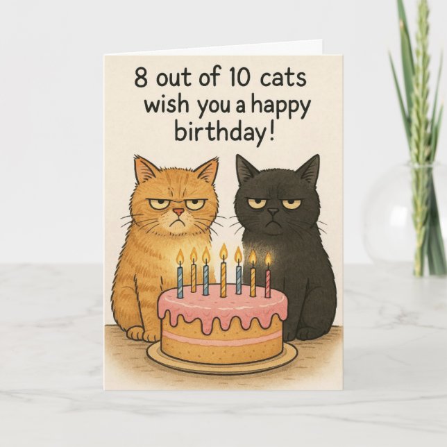 Funny cats Happy Birthday card  Kort (Framsida)
