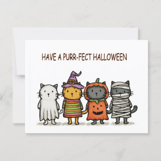 Funny Cats Happy halloween Vykort