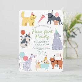 Funny Cats Hundar PurrFect Birthday Pawty Inbjudningar
