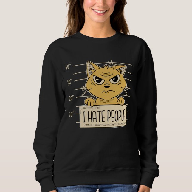 Funny, Cats I Hate People, Cat Lovers T Shirt (Framsida)