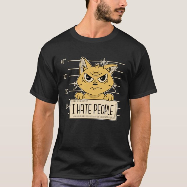 Funny, Cats I Hate People, Cat Lovers T Shirt (Framsida)