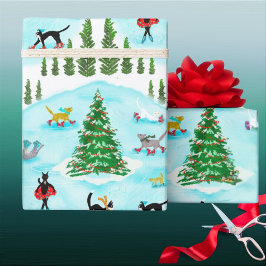 Funny Cats i Winter Wonderland Helgdag Presentpapper