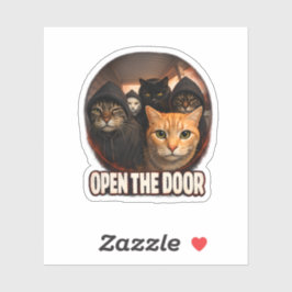 Funny Cats in Hoodies Open The Door Klistermärken