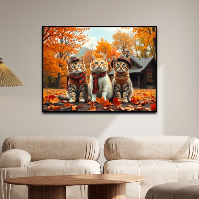 Funny Cats in Preppy Fall Attire and Hats   Poster (Skapare uppladdad)