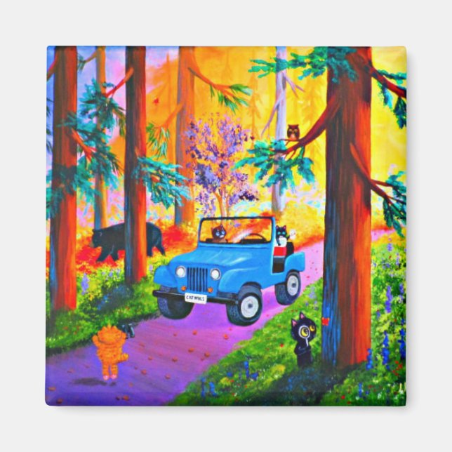 Funny Cats Jeep Creationarts Magnet (Framsidan)