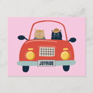 Funny Cats Joyride i Cat Car Postcard Vykort