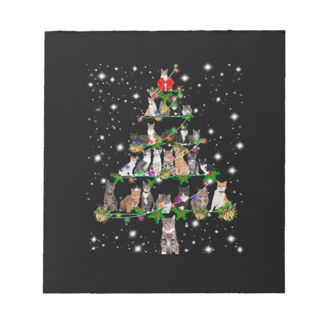 Funny Cats Julgran, Ornament Decor Gift Anteckningsblock (Framsida)