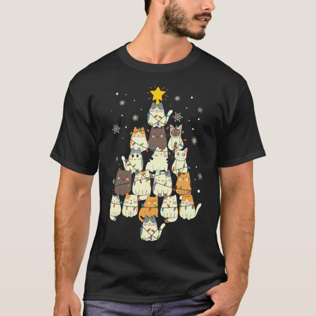 Funny Cats Julgran T Shirt (Framsida)