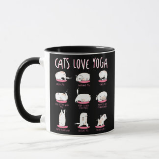 Funny Cats kärlek med olika Yoga-positioner Yoga C Mugg