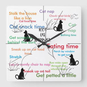 Funny Cats Kattunge-aktivitet Fyrkantig Klocka