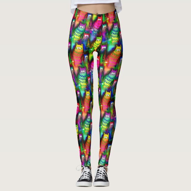 Funny Cats Mönster-54578 Leggings (Framsida)