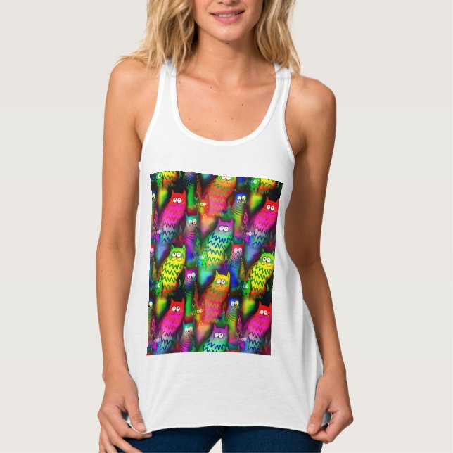 Funny Cats Mönster-54578 Linne Med Racerback (Framsida)