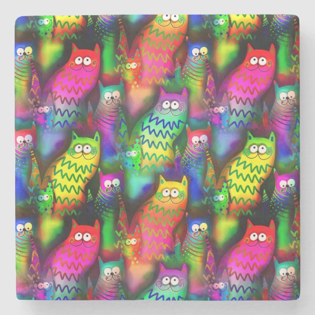 Funny Cats Mönster-54578 Stenunderlägg (Framsidan)