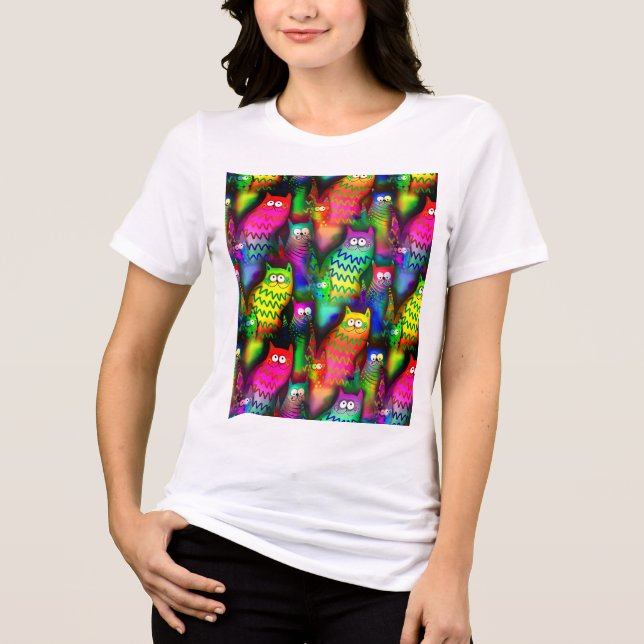 Funny Cats Mönster-54578 T Shirt (Framsida)