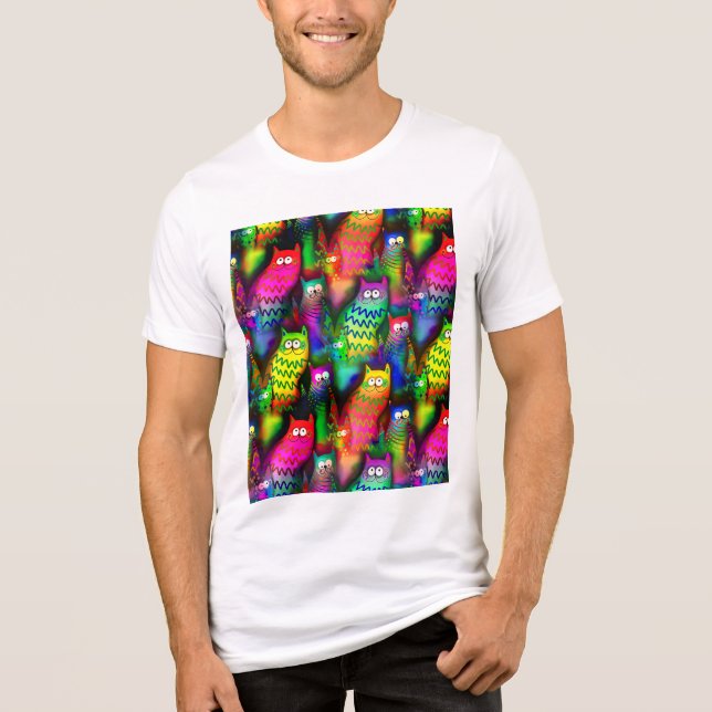 Funny Cats Mönster-54578 T Shirt (Framsida)