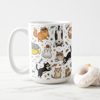 Funny Cats Pattern Mug For Cat Lovers Kaffemugg