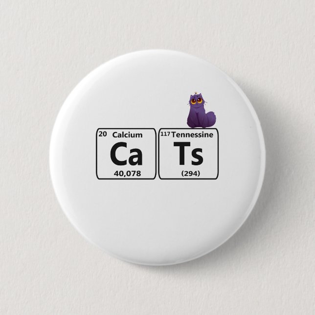 Funny Cats Periodic Bord Inslag Funny Science T Knapp (Framsida)