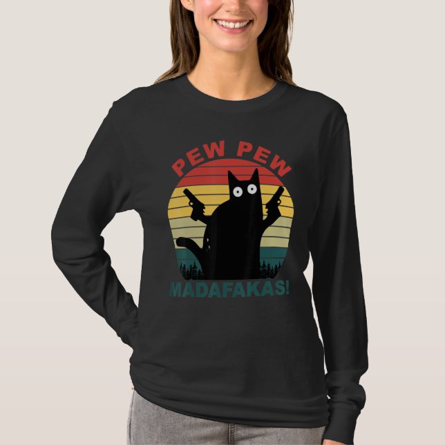 Funny Cats Pew Pew Madafakas Cat 1 T Shirt (Framsida)