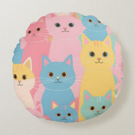 funny cats rund kudde