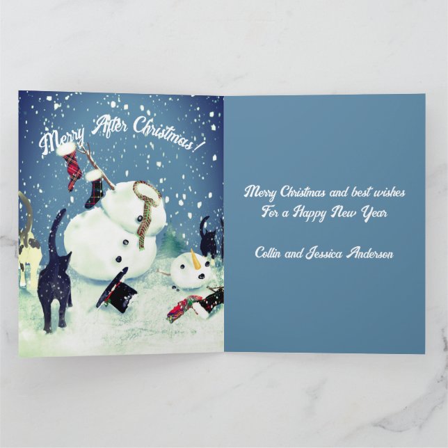 Funny Cats Snögubbe Chaos Anpassningsbar Gift Bag Kort (Inuti)