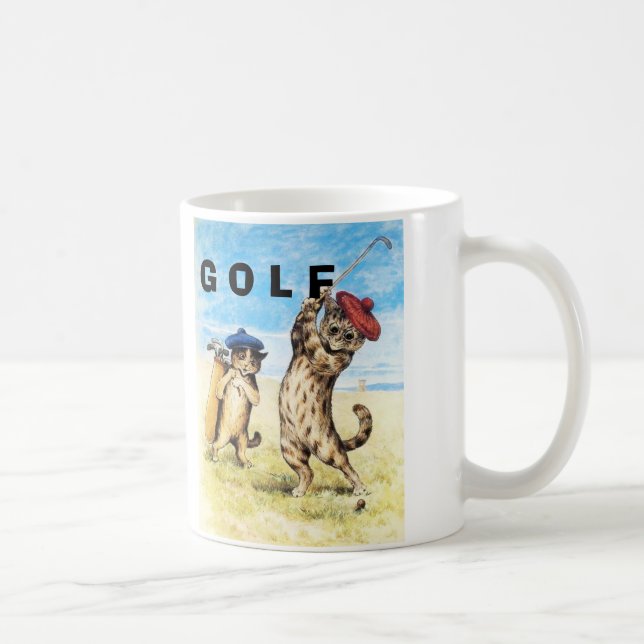 Funny Cats Spela Golf Caddy Design Kaffemugg (Höger)