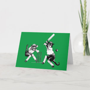 Funny Cats spelar Cricket Helgkort
