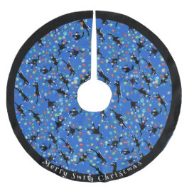 Funny Cats Tangled i Anpassningsbarna Ljus jul Julgransmatta Borstad Polyester