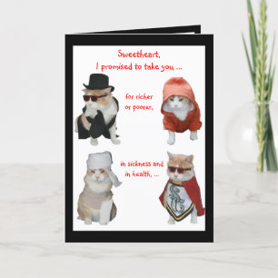 Funny Cats Valentine/Annibröllopsdag Helgkort
