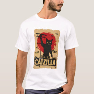 Funny Catzilla Cat, Cat Parody T Shirt