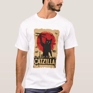 Funny Catzilla Cat, Cat Parody T Shirt
