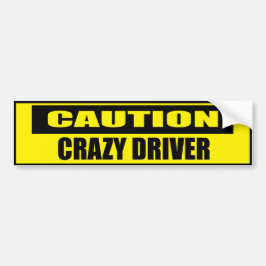 Funny Caution Crazy Driver Bildekal