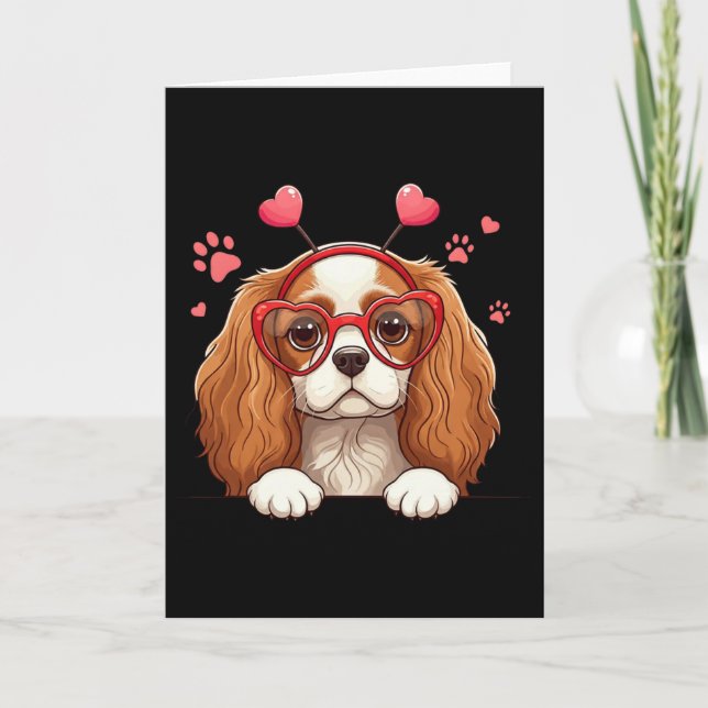 Funny Cavalier King Charles Spaniel Heart Headnd V Kort (Framsida)