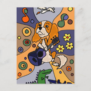 Funny Cavalier Kung Charles Spain Hund Abstrakt Vykort