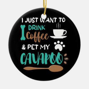 Funny Cavapoo Coffee Coola Cavapoo Owner för Hund Julgransprydnad Keramik