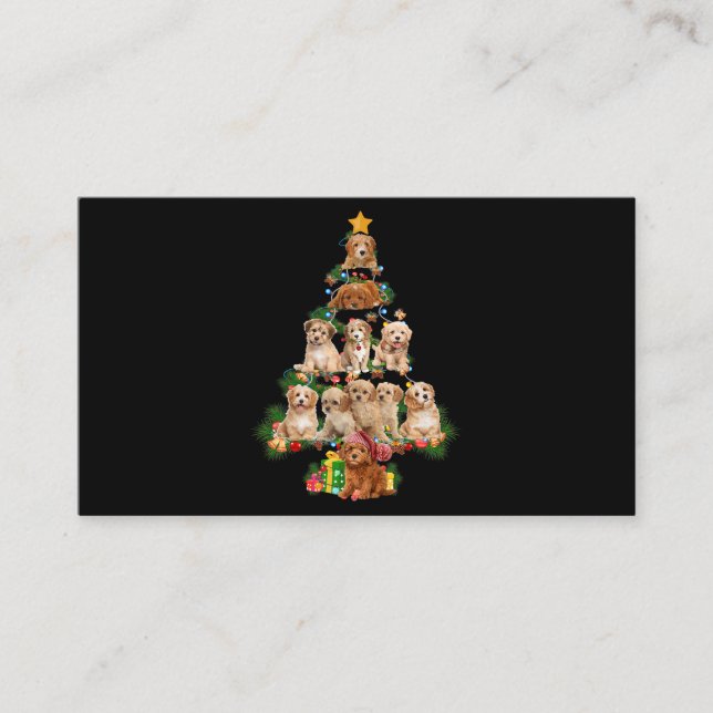 Funny Cavapoo Hund God jul Träd Cavapoo Lov Visitkort (Framsida)