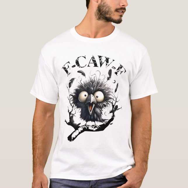 Funny Caw Shirt Black Kråka Black Bird Funny Kråka T Shirt (Framsida)