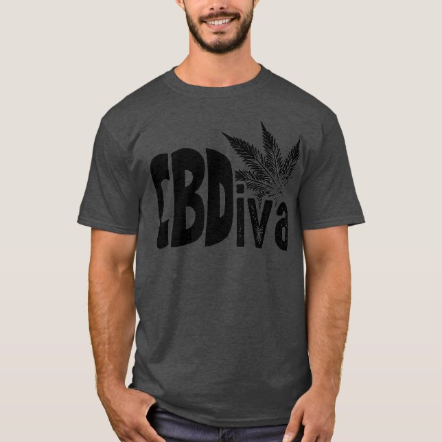 Funny CB Diva Gift CBD Cannabidiol Plant Älskare T Shirt (Framsida)