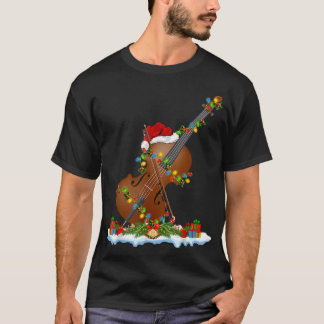 Funny Cello Music Älskare Julafton Lighting Santa T Shirt